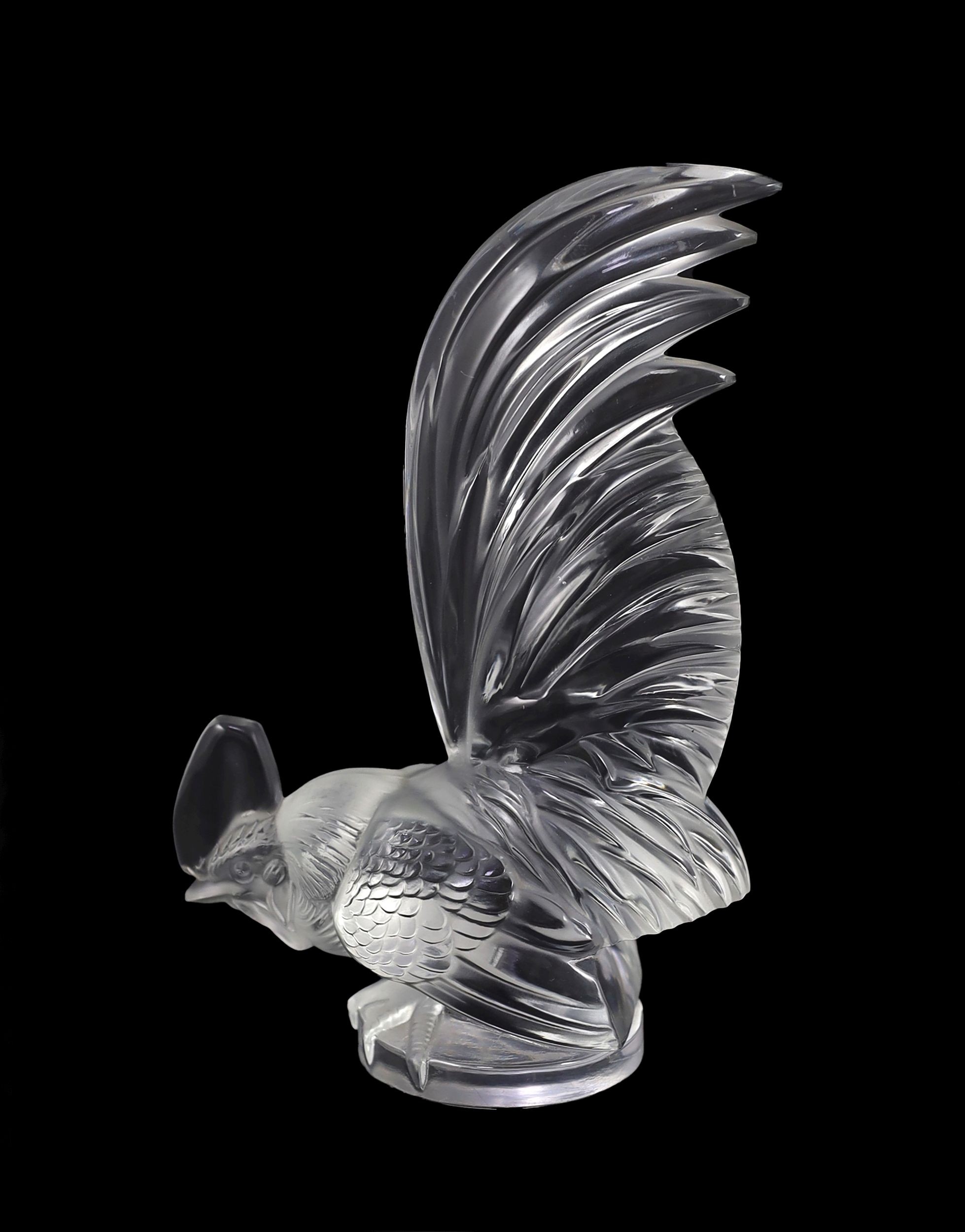 A Lalique Coq Nain glass paperweight, post war, 20.2cm high